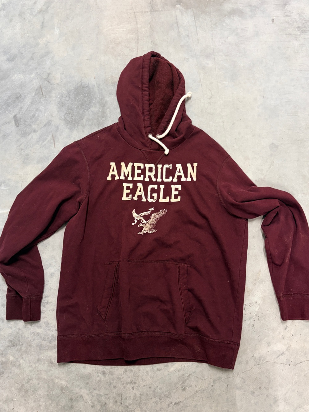 American Eagle Outfitters Brown Fleece Hoodie with Cream Label